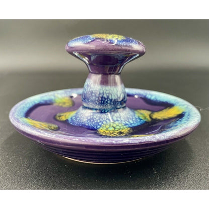 Mid Century Porcelain Blue and Purple Incense Stick Holder (D6) - Vintosh Vintage