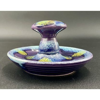 Mid Century Porcelain Blue and Purple Incense Stick Holder (D6) - Vintosh Vintage