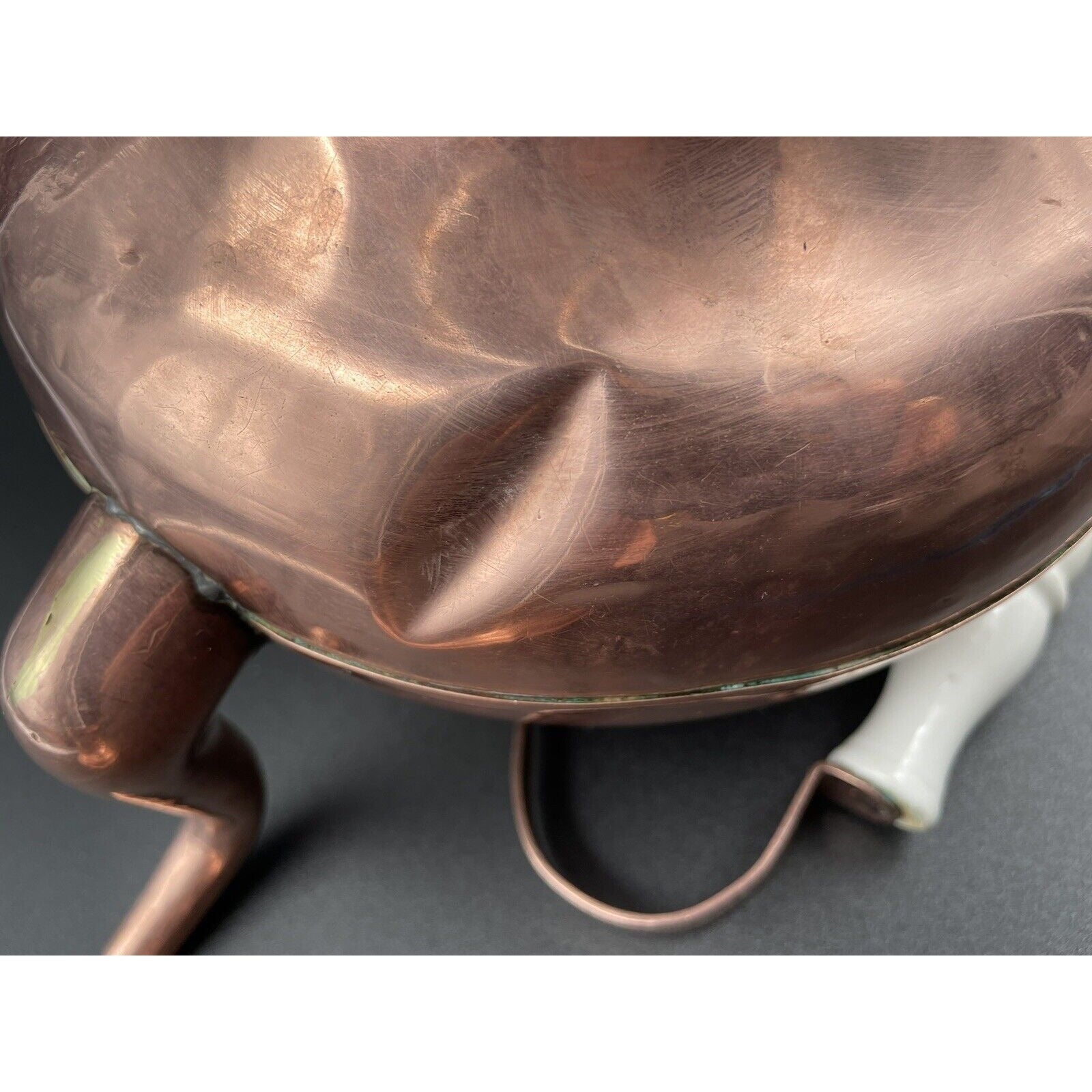 Antique Dutch Copperwater Kettle w Porcelain Handle on Warmer (C-BM) - Vintosh Vintage