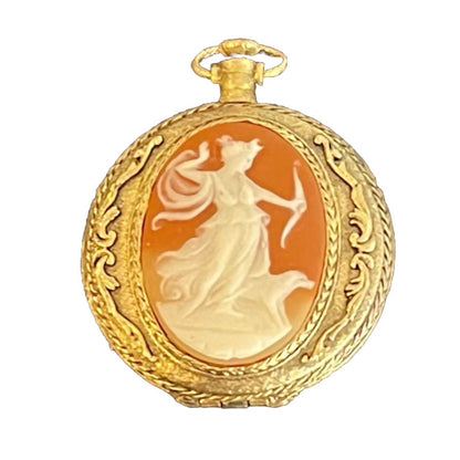Vtg Max Factor Enchanted Forest Cameo Pocket Watch Compact In Original Box (B2) - Vintosh Vintage