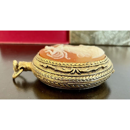 Vtg Max Factor Enchanted Forest Cameo Pocket Watch Compact In Original Box (B2) - Vintosh Vintage