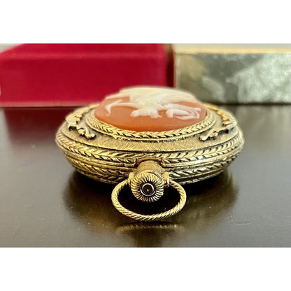 Vtg Max Factor Enchanted Forest Cameo Pocket Watch Compact In Original Box (B2) - Vintosh Vintage