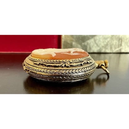 Vtg Max Factor Enchanted Forest Cameo Pocket Watch Compact In Original Box (B2) - Vintosh Vintage