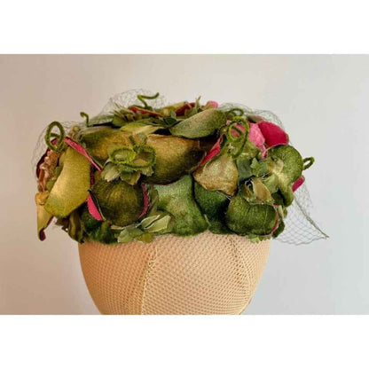 Vintage Lucila Mendez Green & Hot Pink Hat