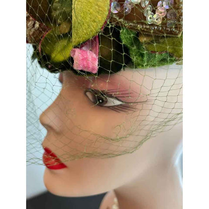 Vintage Lucila Mendez Green & Hot Pink Hat