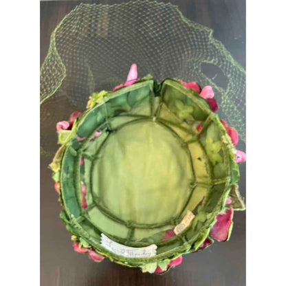 Vintage Lucila Mendez Green & Hot Pink Hat