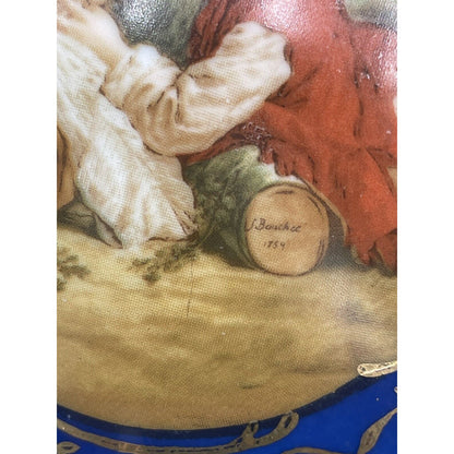 VTG Hand Painted Prussia Reproduction Porcelain Victorian Couple Trinket Box -B5 - Vintosh Vintage