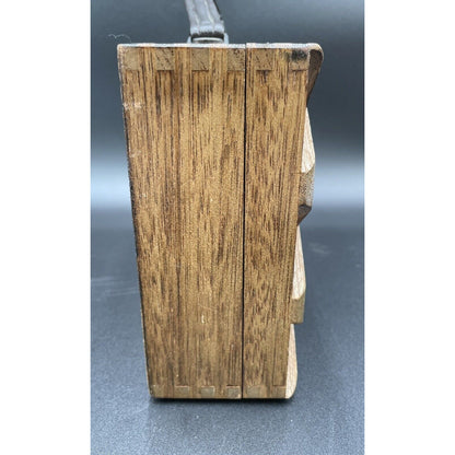 1960s Gaymode Wooden Lattice Purse w/ Leather Handle - Japan - Vintosh Vintage