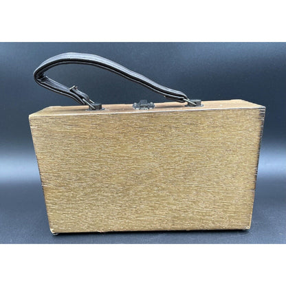 1960s Gaymode Wooden Lattice Purse w/ Leather Handle - Japan - Vintosh Vintage
