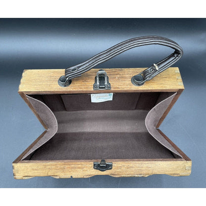 1960s Gaymode Wooden Lattice Purse w/ Leather Handle - Japan - Vintosh Vintage