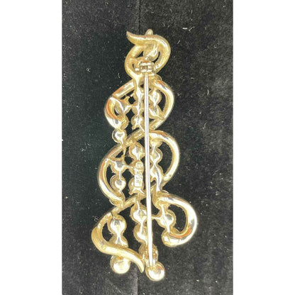 1950s Coro Pegasus Signed Faux Pearl & AB Rhinestone Brooch Pin (A1)