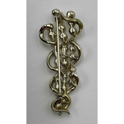 1950s Coro Pegasus Signed Faux Pearl & AB Rhinestone Brooch Pin (A1)