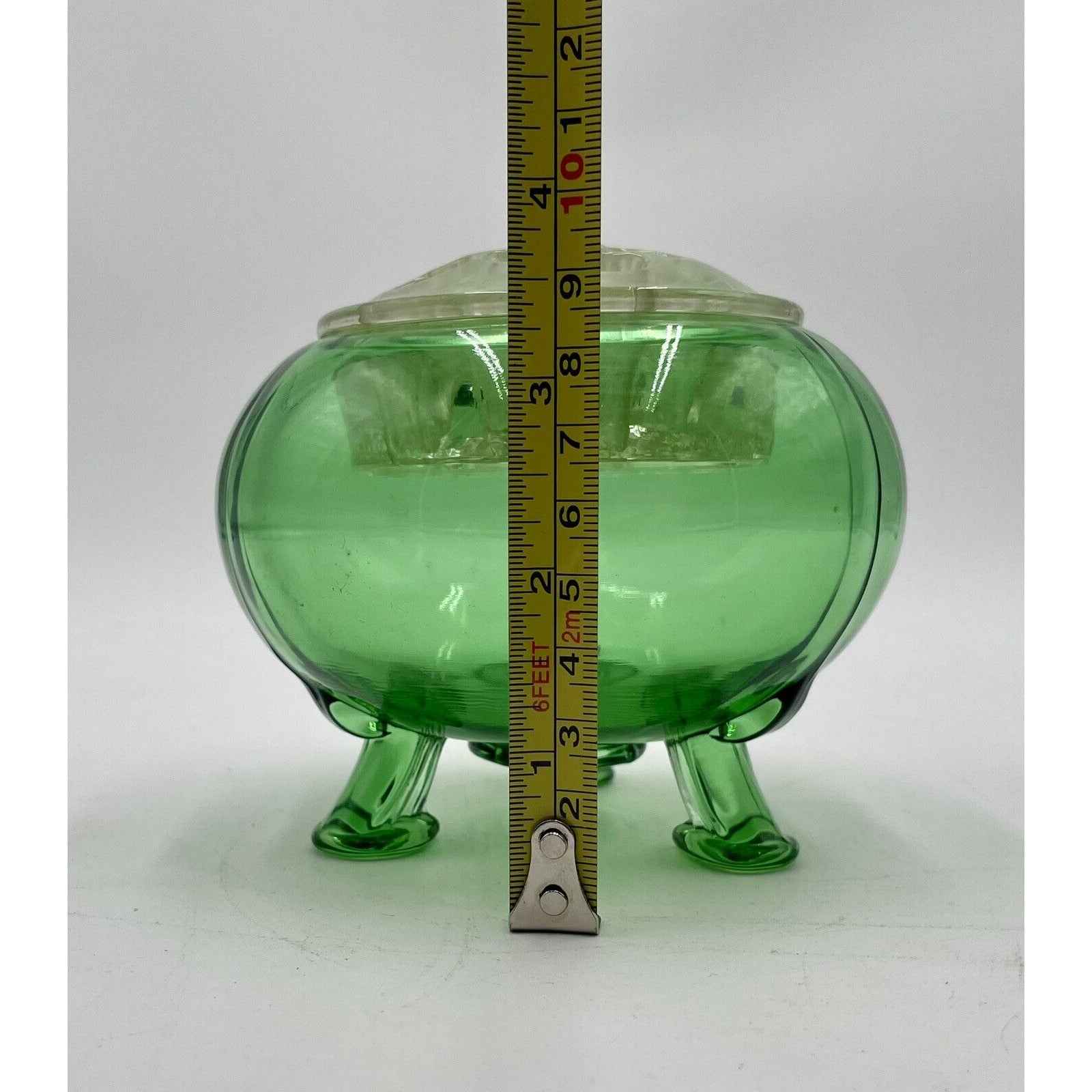 VIKING GLASS VASE FLOWERLITE FLOWER FROG NILE GREEN 1960's (D1)