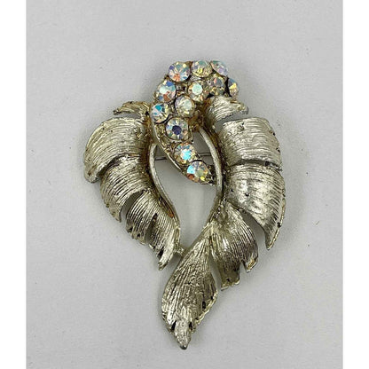 Vintage Aurora Borealis Gold Tone & Rhinestone Brooch (B5)