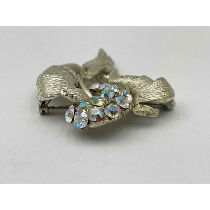 Vintage Aurora Borealis Gold Tone & Rhinestone Brooch (B5)