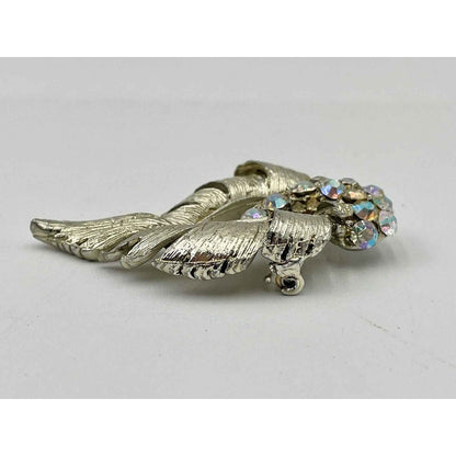 Vintage Aurora Borealis Gold Tone & Rhinestone Brooch (B5)