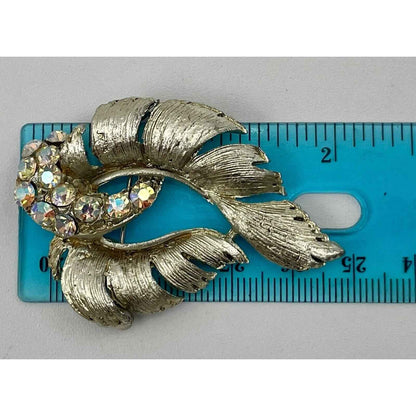 Vintage Aurora Borealis Gold Tone & Rhinestone Brooch (B5)