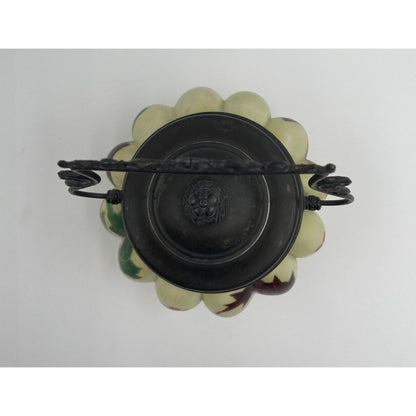 Antique Mt. Washington-Crown Milano Melon Ribbed Biscuit Jar Hand Painted (D3) - Vintosh Vintage