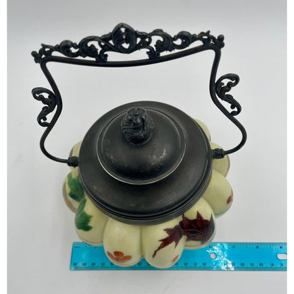 Antique Mt. Washington-Crown Milano Melon Ribbed Biscuit Jar Hand Painted (D3) - Vintosh Vintage