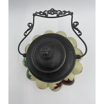 Antique Mt. Washington-Crown Milano Melon Ribbed Biscuit Jar Hand Painted (D3) - Vintosh Vintage