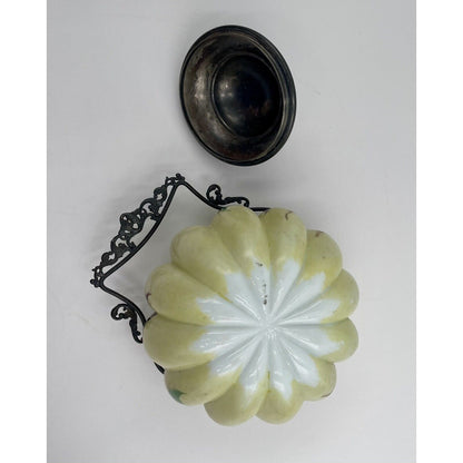 Antique Mt. Washington-Crown Milano Melon Ribbed Biscuit Jar Hand Painted (D3) - Vintosh Vintage