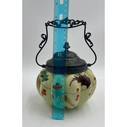 Antique Mt. Washington-Crown Milano Melon Ribbed Biscuit Jar Hand Painted (D3) - Vintosh Vintage