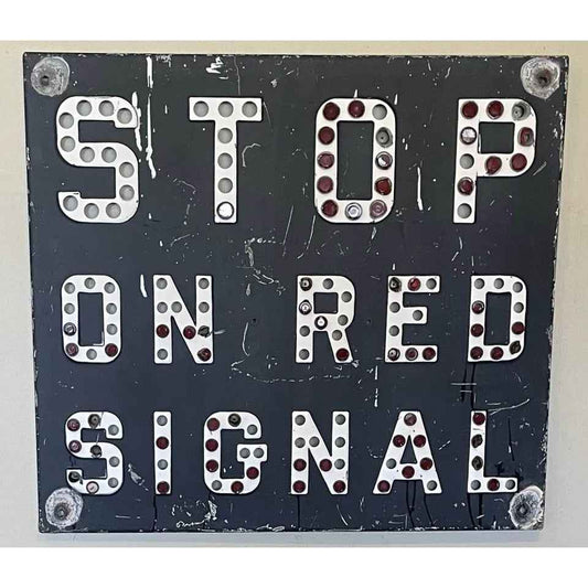 Vintage Railroad Crossing Sign"Stop On Red Signal" w/ Red Eye Reflectors