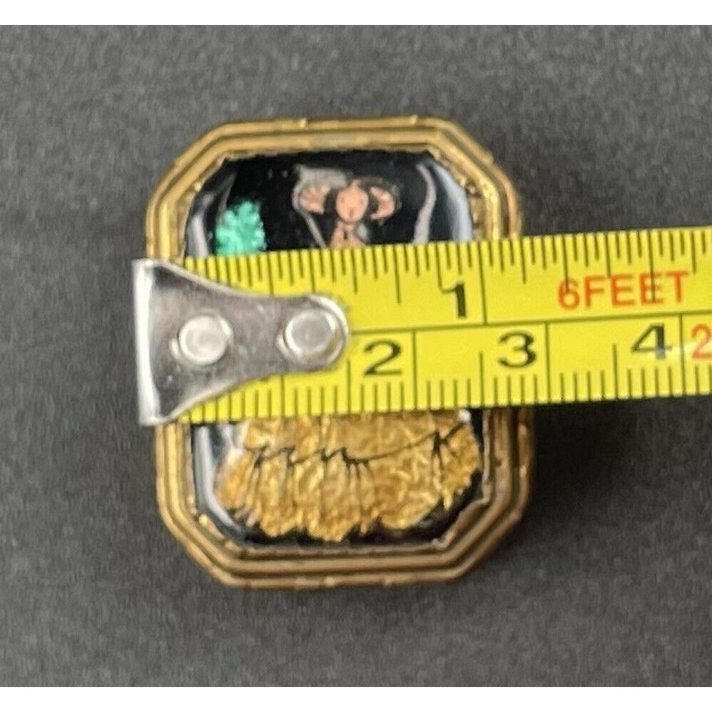 Vintage Victorian Lady Foil Artistry on Cloisonné Gold Tone Metal Pillbox (B7) - Vintosh Vintage