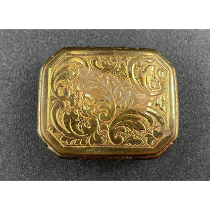 Vintage Victorian Lady Foil Artistry on Cloisonné Gold Tone Metal Pillbox (B7) - Vintosh Vintage