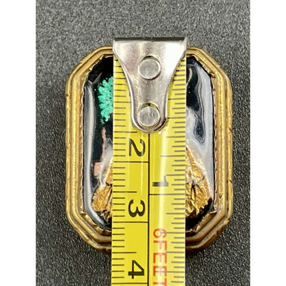 Vintage Victorian Lady Foil Artistry on Cloisonné Gold Tone Metal Pillbox (B7) - Vintosh Vintage