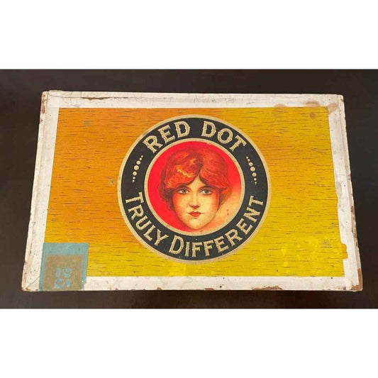 Vintage Truly Different 5 Cents Red Dot Wood Box (C2)