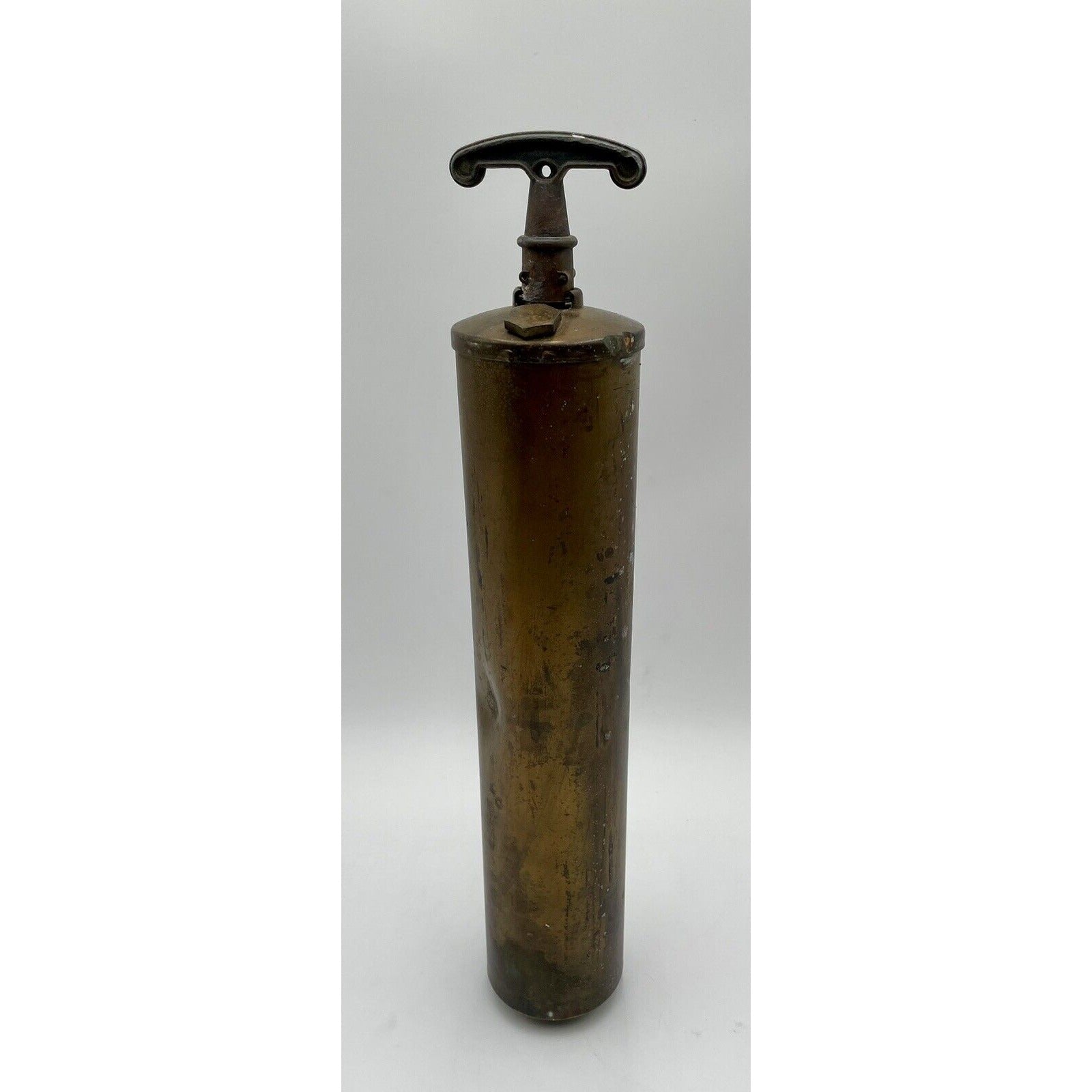 Vintage Extinguisher Sign & Brass Fire Extinguisher w/ Hanging Bracket - Vintosh Vintage