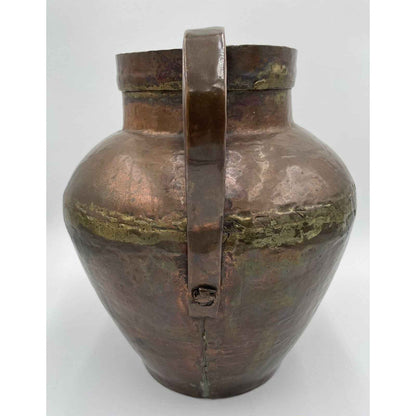 Antique Handmade Two Handled Copper Pot Vase 13" Tall (D3)