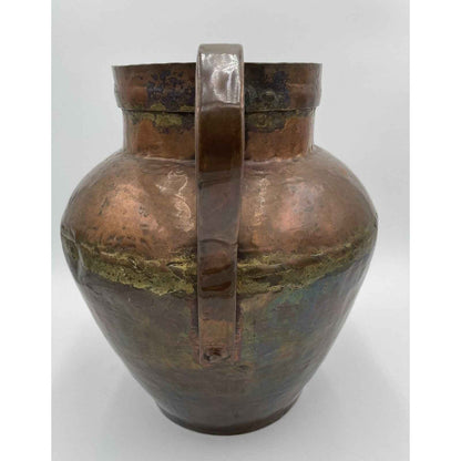 Antique Handmade Two Handled Copper Pot Vase 13" Tall (D3)