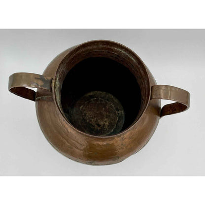 Antique Handmade Two Handled Copper Pot Vase 13" Tall (D3)