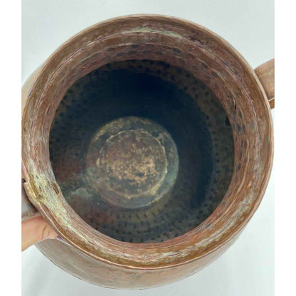 Antique Handmade Two Handled Copper Pot Vase 13" Tall (D3)