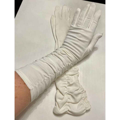 1950s White Nylon Long Evening Gloves-Size 6 1/2 (B5)