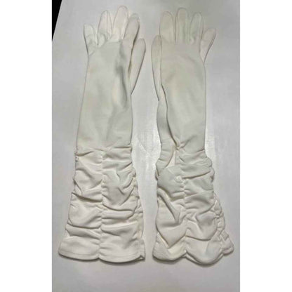 1950s White Nylon Long Evening Gloves-Size 6 1/2 (B5)