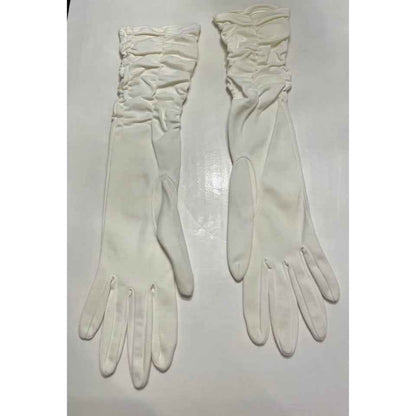 1950s White Nylon Long Evening Gloves-Size 6 1/2 (B5)