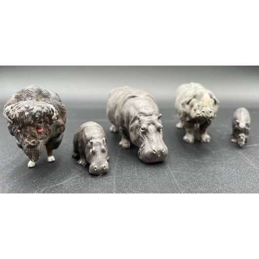 Vintage Hippos Rhinos & A Bison Figurines Britains Ltd Made in England (B5) - Vintosh Vintage