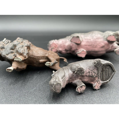 Vintage Hippos Rhinos & A Bison Figurines Britains Ltd Made in England (B5) - Vintosh Vintage