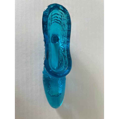 Vintage LE Smith Blue Glass Daisy & Button Pattern Slipper Shoe