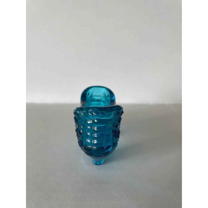 Vintage LE Smith Blue Glass Daisy & Button Pattern Slipper Shoe