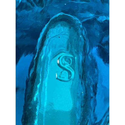 Vintage LE Smith Blue Glass Daisy & Button Pattern Slipper Shoe