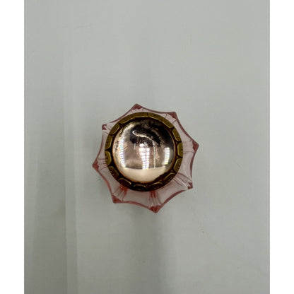 Vintage Pink Glass Perfume Bottle w Gold Metal Pump Sprayer & Jewel - Vintosh Vintage