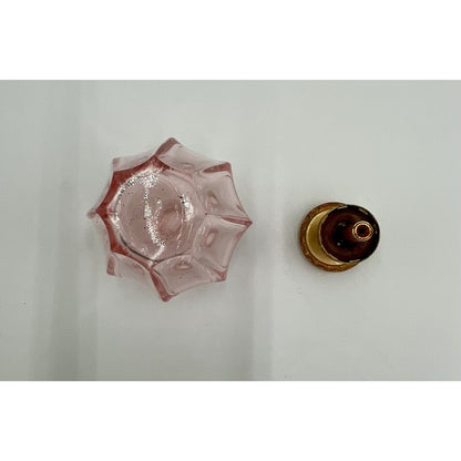 Vintage Pink Glass Perfume Bottle w Gold Metal Pump Sprayer & Jewel - Vintosh Vintage