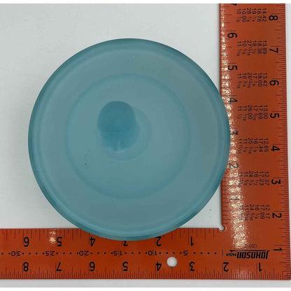 1920s Art Deco Taussaunt Glass Jester Satin Blue Footed Powder Jar (B2)