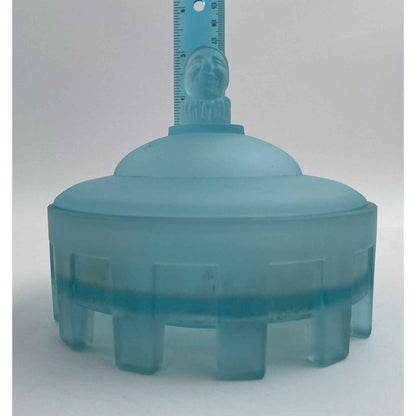 1920s Art Deco Taussaunt Glass Jester Satin Blue Footed Powder Jar (B2)