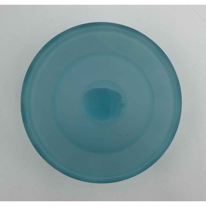 1920s Art Deco Taussaunt Glass Jester Satin Blue Footed Powder Jar (B2)