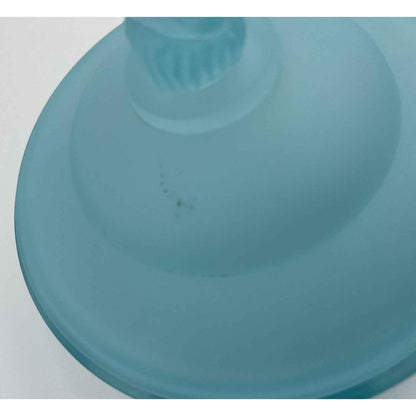 1920s Art Deco Taussaunt Glass Jester Satin Blue Footed Powder Jar (B2)